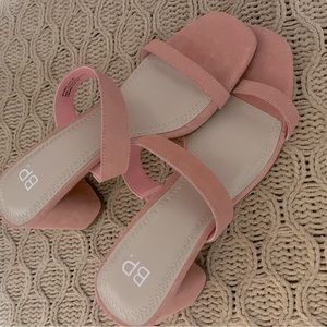 Pink Suede Chunk Heels